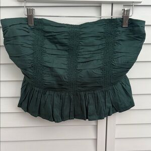 American Eagle Outfitters Green Ruched Ruffled Crop Top